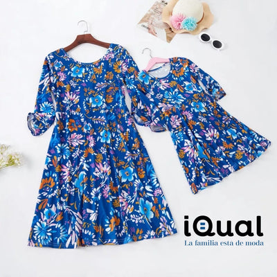 Vestido Floral Azul madre e hija. - iQual Online