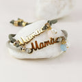 Pulsera Mamá con pierdas naturales. Cuarzo y la calcedonia